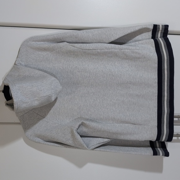 Express Pullover Hoodie Men’s Small Heather Gray Navy Fleece Sweatshirt. - Picture 5 of 9